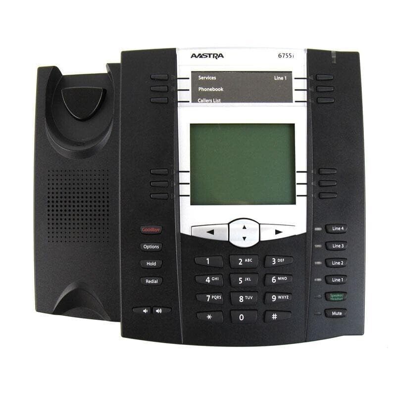Aastra 6755i 4-line VoIP Phone with 144x75 pixels graphical LCD display