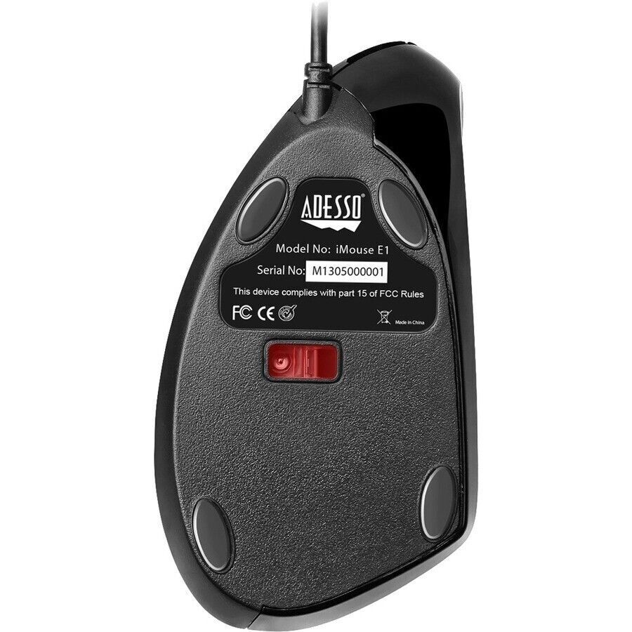 Adesso iMouse E1 Vertical Ergonomic Illuminated Mouse - Optical - Cable
