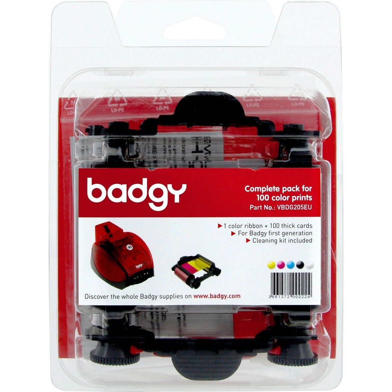 Evolis VBDG205EU Badgy-Basic, Thick Consumable Kit - Compatible with original