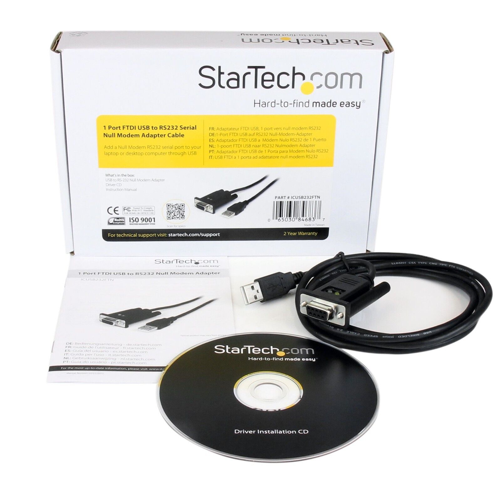 StarTech ICUSB232FTN USB to Serial Adapter - Null Modem - FTDI USB UART Chip