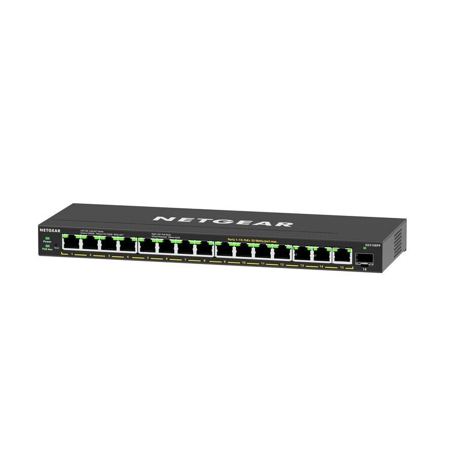 Netgear GS316EPP-100NAS 16-Port High-Power PoE+ Gigabit Ethernet Plus Switch