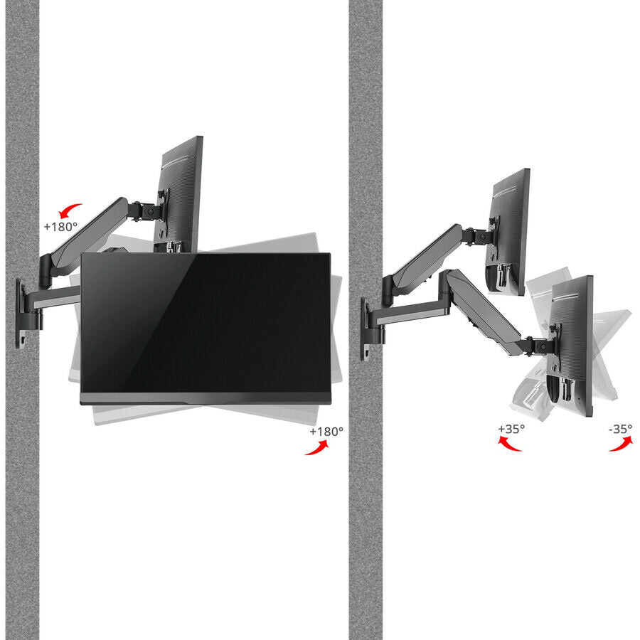 SIIG CE-MT2M12-S1 High Premium Aluminum Gas Spring Wall Mount - Black