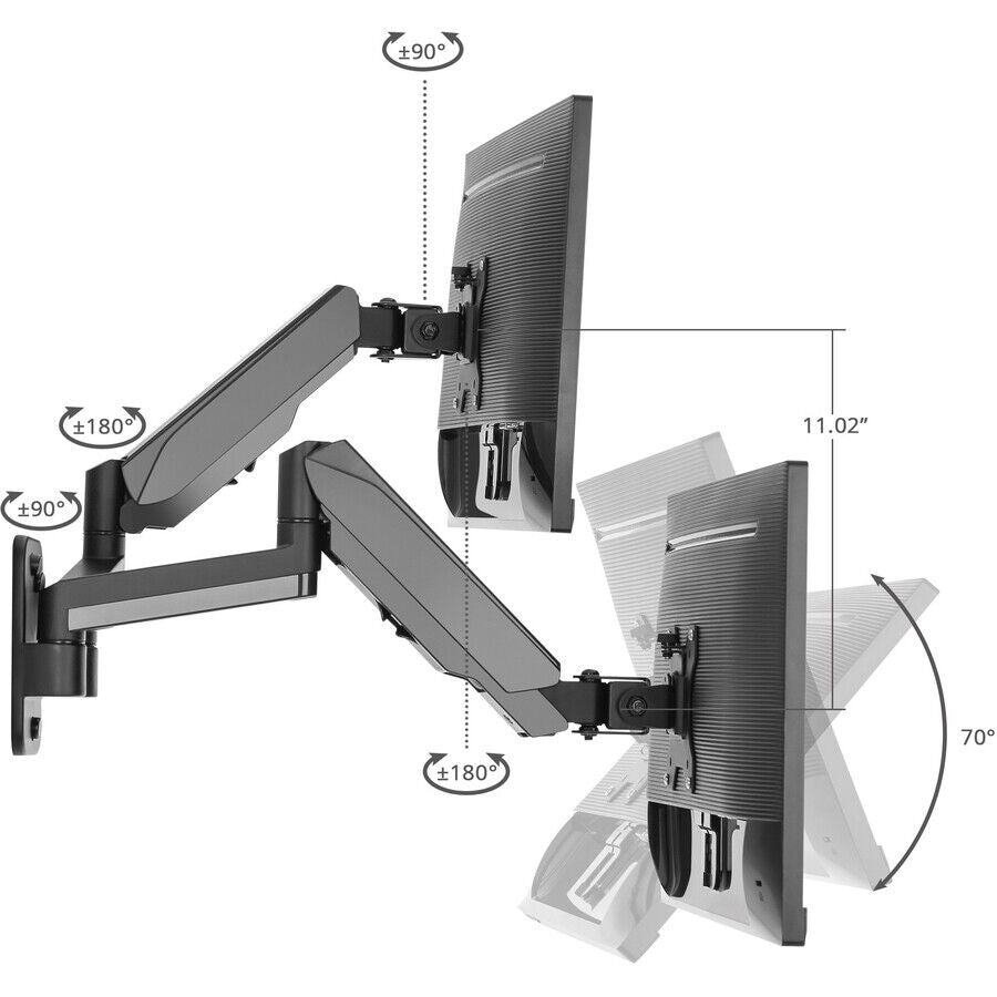 SIIG CE-MT2M12-S1 High Premium Aluminum Gas Spring Wall Mount - Black