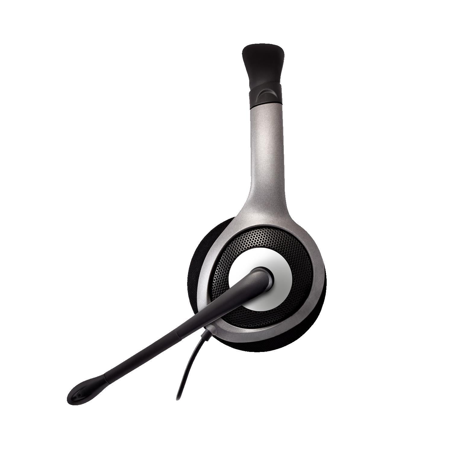 V7 HU521-2NP Deluxe USB Stereo Headphones with Microphone Gray Black w 6FT Cord