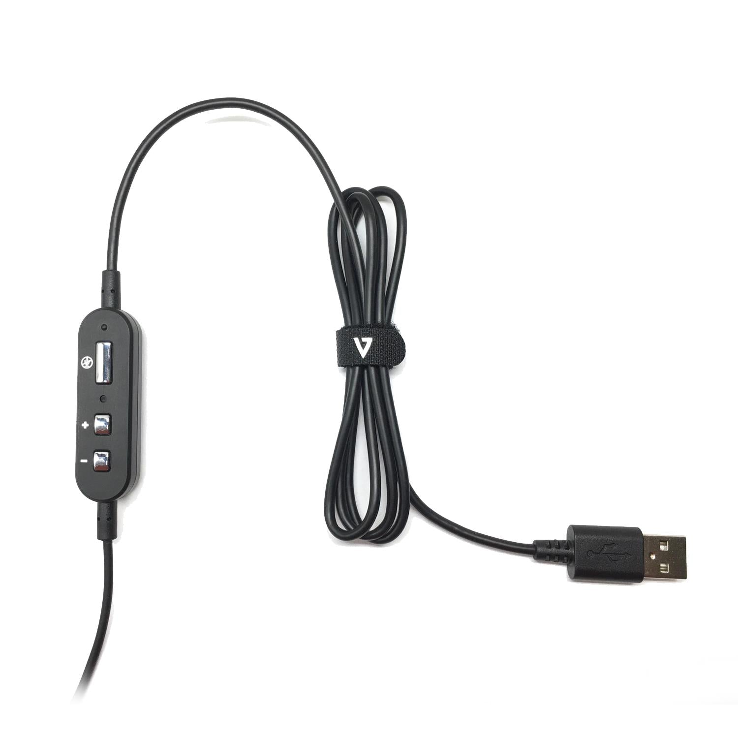 V7 HU521-2NP Deluxe USB Stereo Headphones with Microphone Gray Black w 6FT Cord
