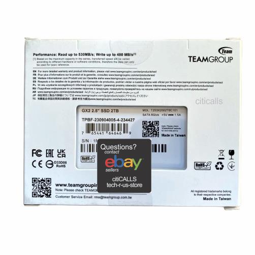 Teamgroup T253X2002T0C101 SSD 2TB GXS 2.5 SATA III, 4x Faster than HHD!