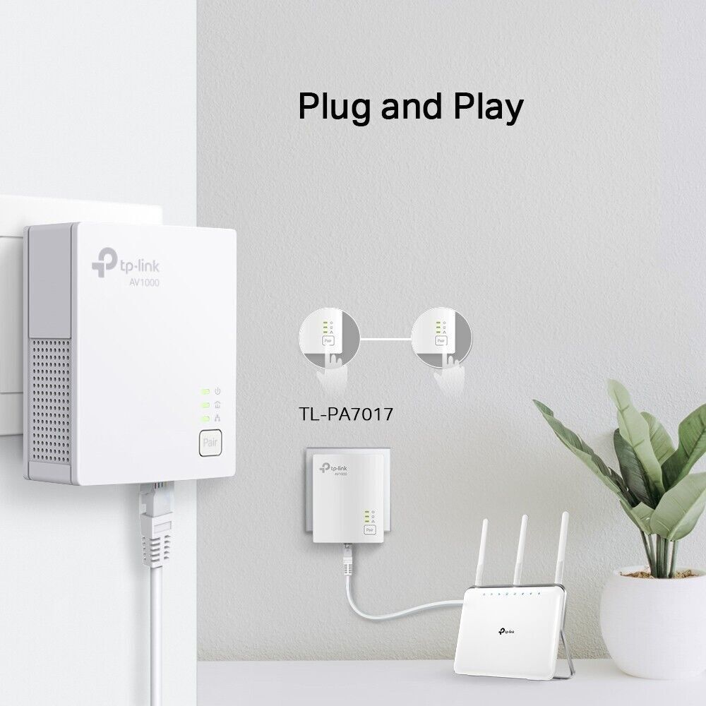 TP-Link TL-PA7017 KIT AV1000 HomePlug AV2 Gigabit Powerline Starter Kit up to 1G