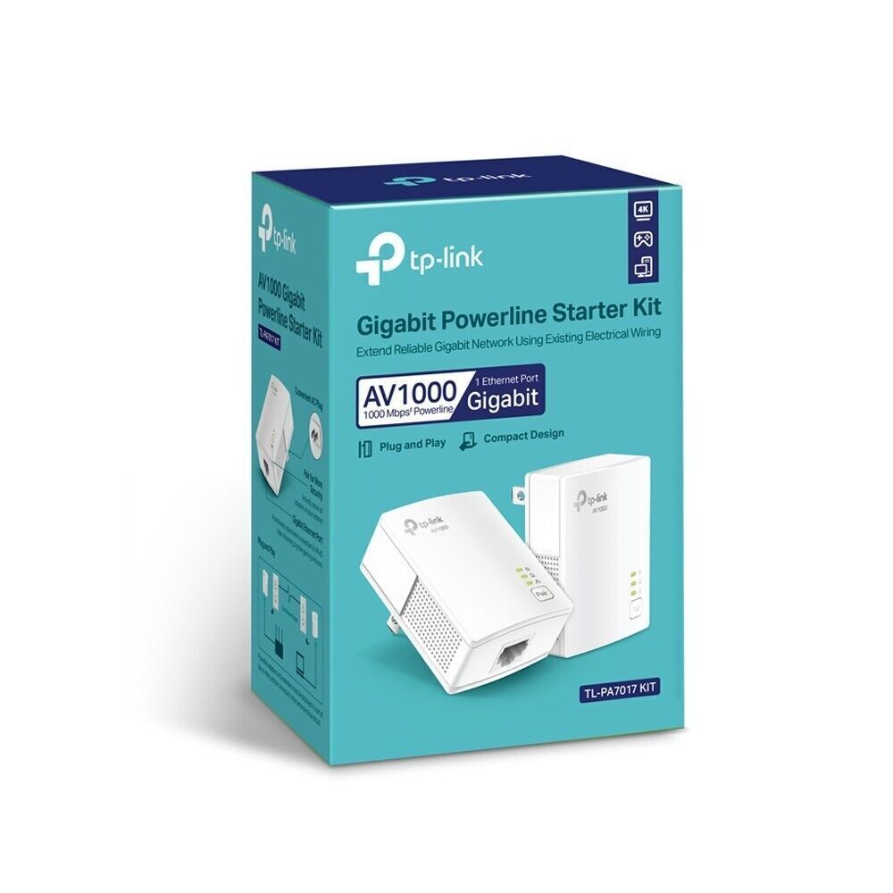 TP-Link TL-PA7017 KIT AV1000 HomePlug AV2 Gigabit Powerline Starter Kit up to 1G