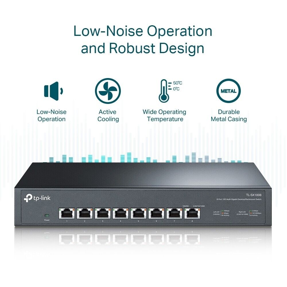 TP-Link TL-SX1008 8Port 10G Desktop Rackmount Network Switch w FAN 160Gbps