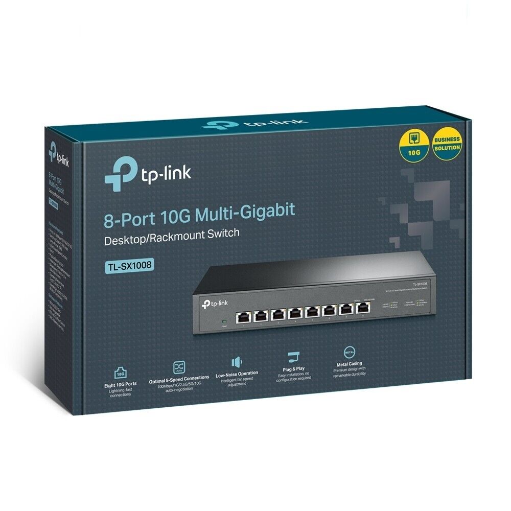 TP-Link TL-SX1008 8Port 10G Desktop Rackmount Network Switch w FAN 160Gbps