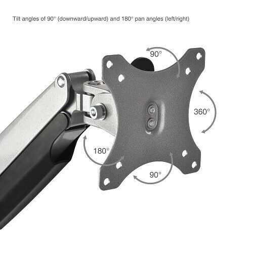 SIIG CE-MT2D12-S1 High Premium Aluminum Gas Spring Desk Mount Single Sliver