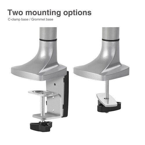 SIIG CE-MT2D12-S1 High Premium Aluminum Gas Spring Desk Mount Single Sliver