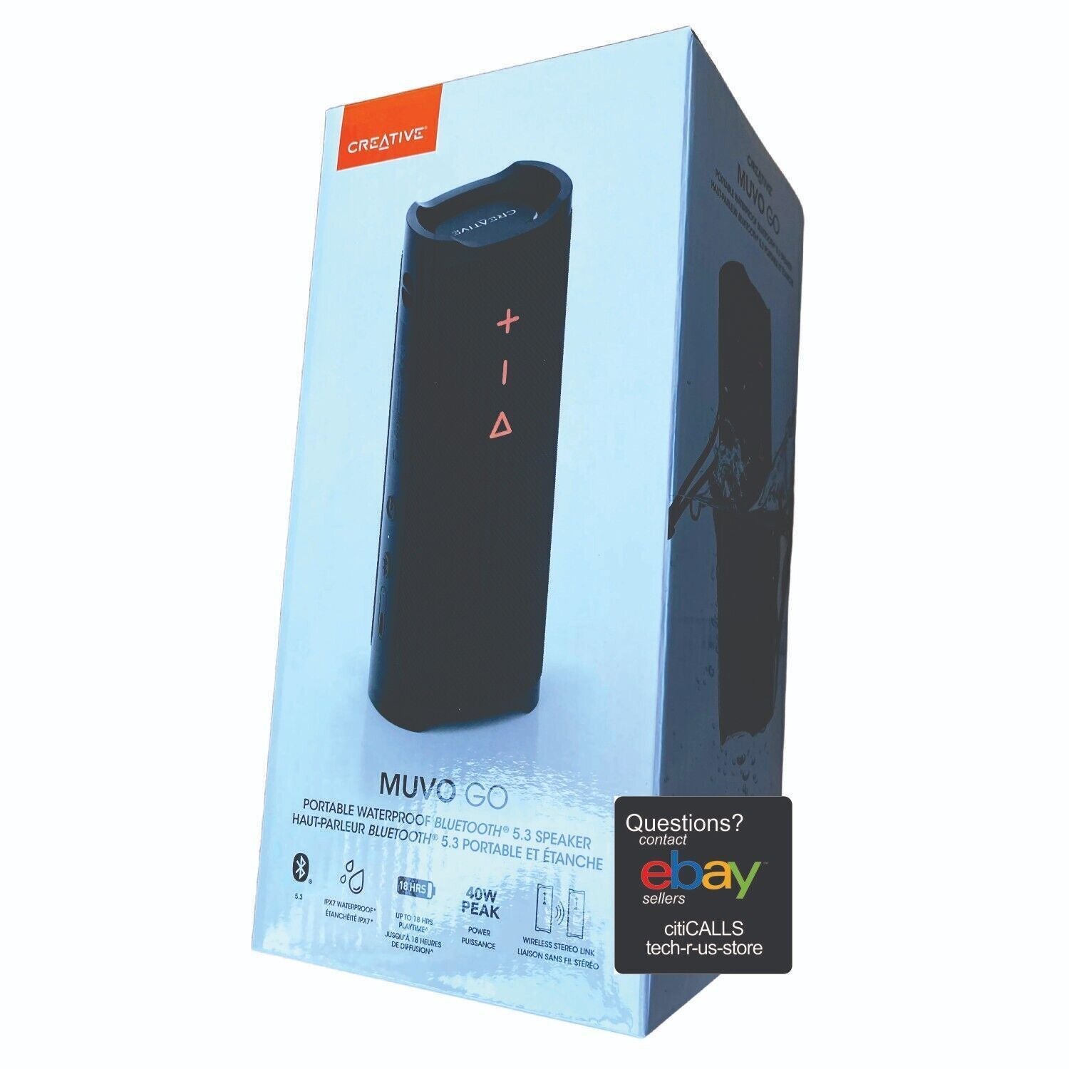 Creative Labs 51MF8405AA000 Speaker MUVO Go (Black) Battery Rechargeable -Retail