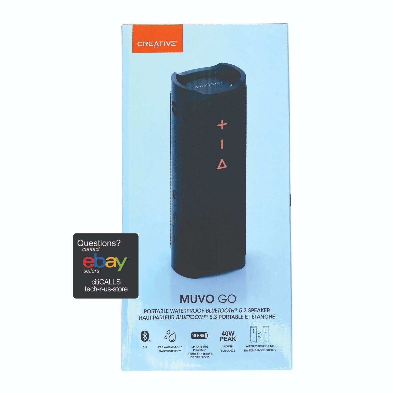 Creative Labs 51MF8405AA000 Speaker MUVO Go (Black) Battery Rechargeable -Retail