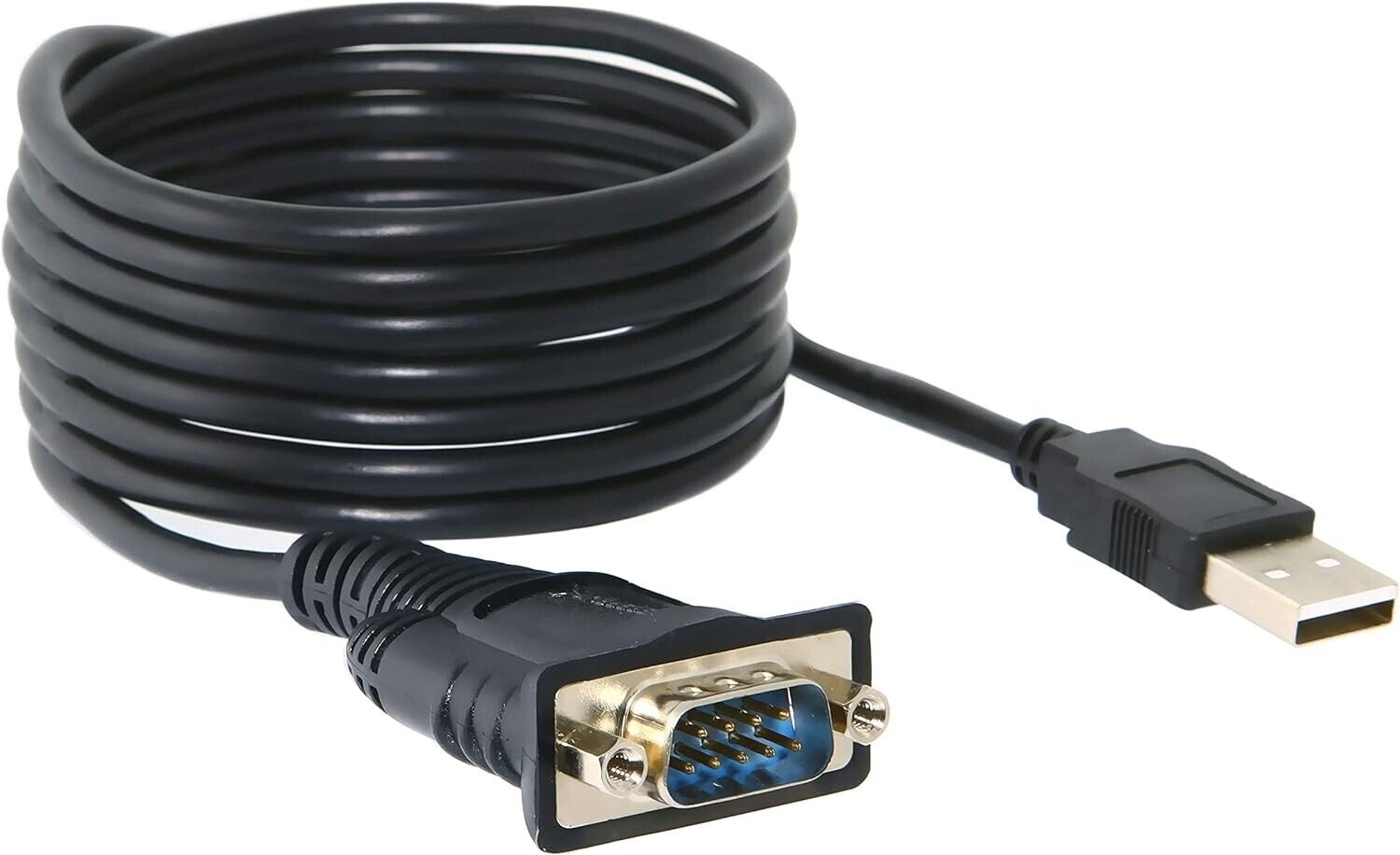 Sabrent SBT-FTDI 6Ft USB Type A to Male Serial 9 PIN DB9 RS232 Cable Black
