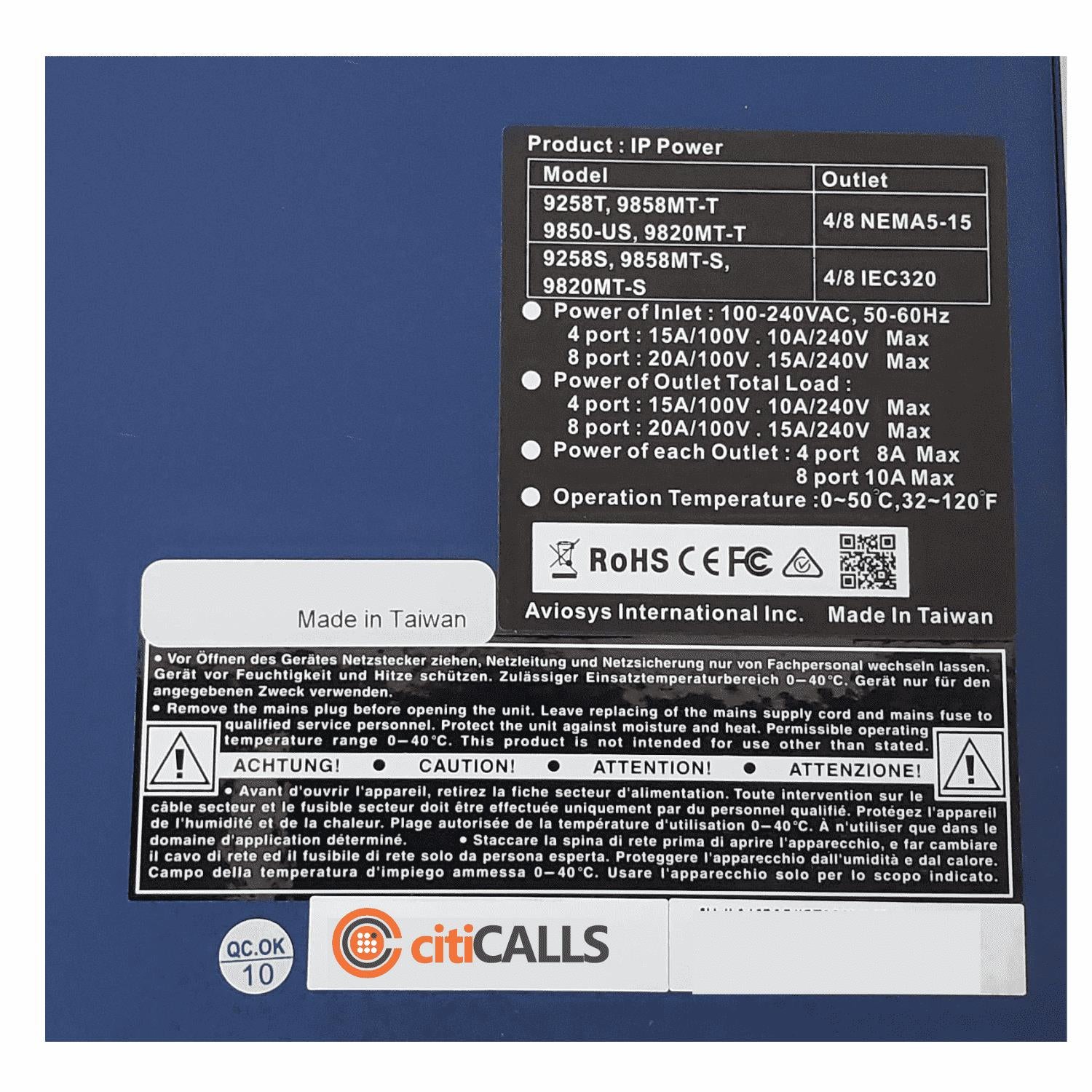 Aviosys IP9820MT-T 8 Port Web Power Controller Switch Pro Rack Mount Reboot Ping