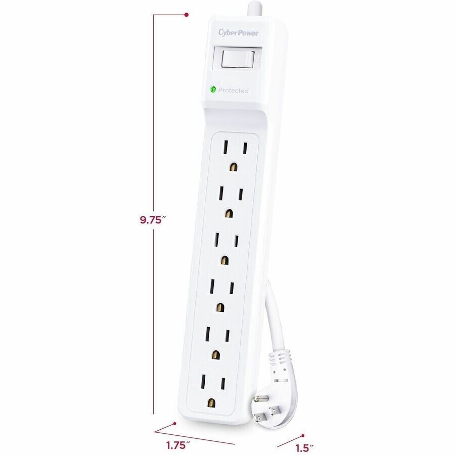 CyberPower B615 6 Outlets Essential Power Surge Protection 1500J 15FT Cord WHITE