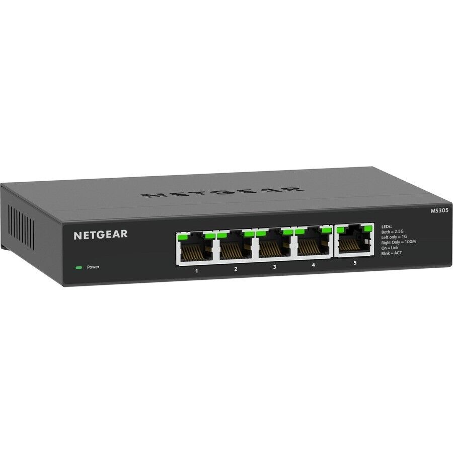Netgear MS305-100NAS 5 Port 2.5G Gigabit Unmanaged Switch Metal Case Desk Wall