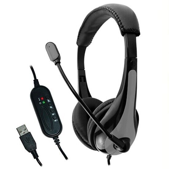 Avid 2AE3-9GRYUS-B32 Education AE-39 Over Head Stereo Headset Boom MIC USB BLK