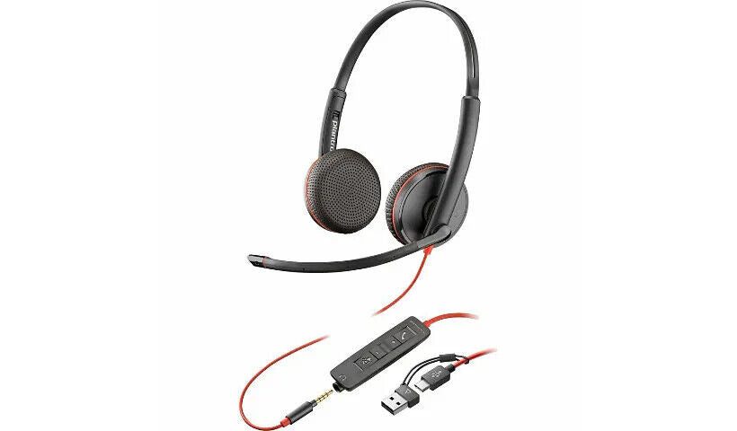 Poly 8X229A6 Blackwire 3225 Stereo USB-C/A 3.5mm Headset Inline Control TAA