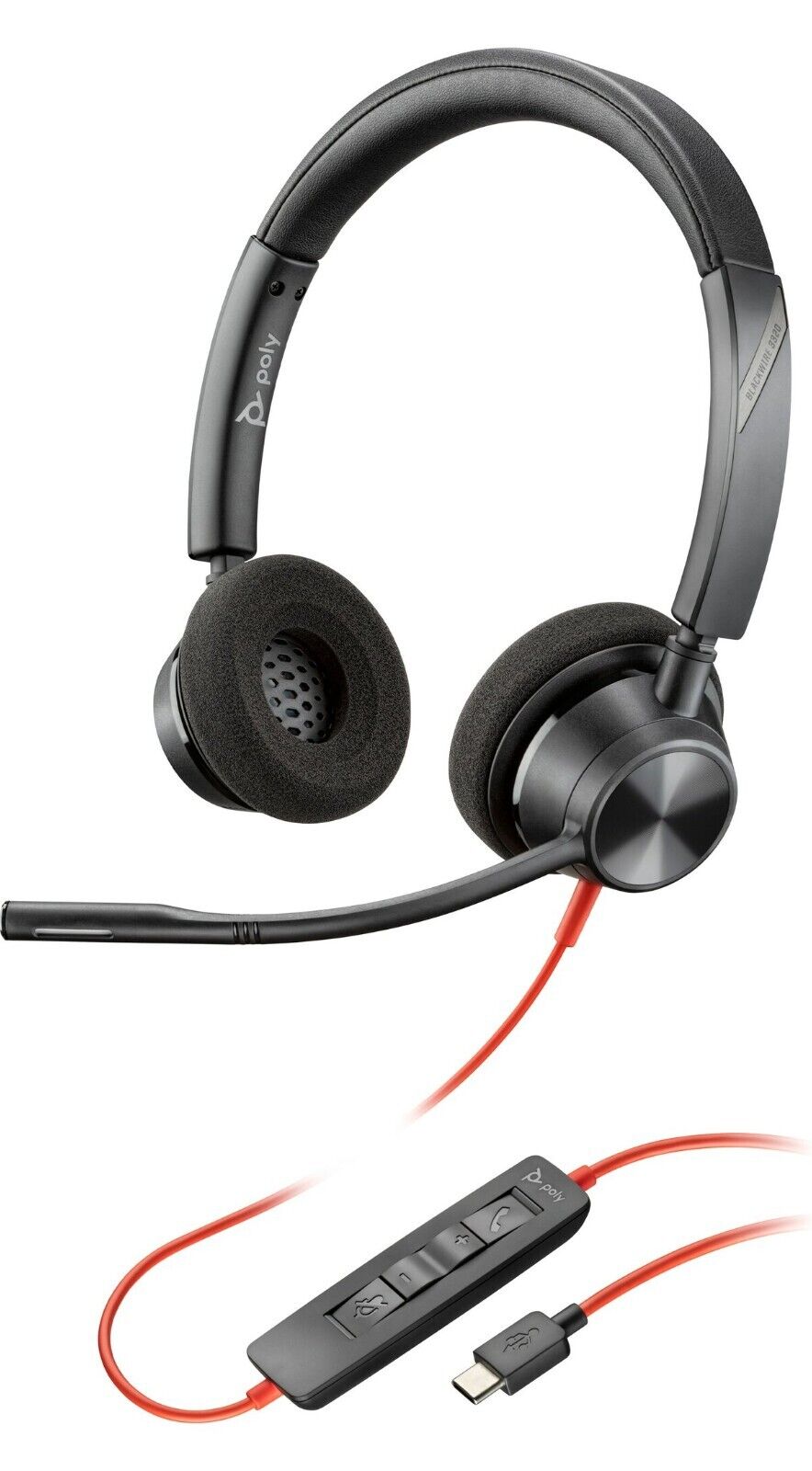 Poly 8M3U9AA#ABA Blackwire 3320 Stereo Headset USB-C/A Omni Mic