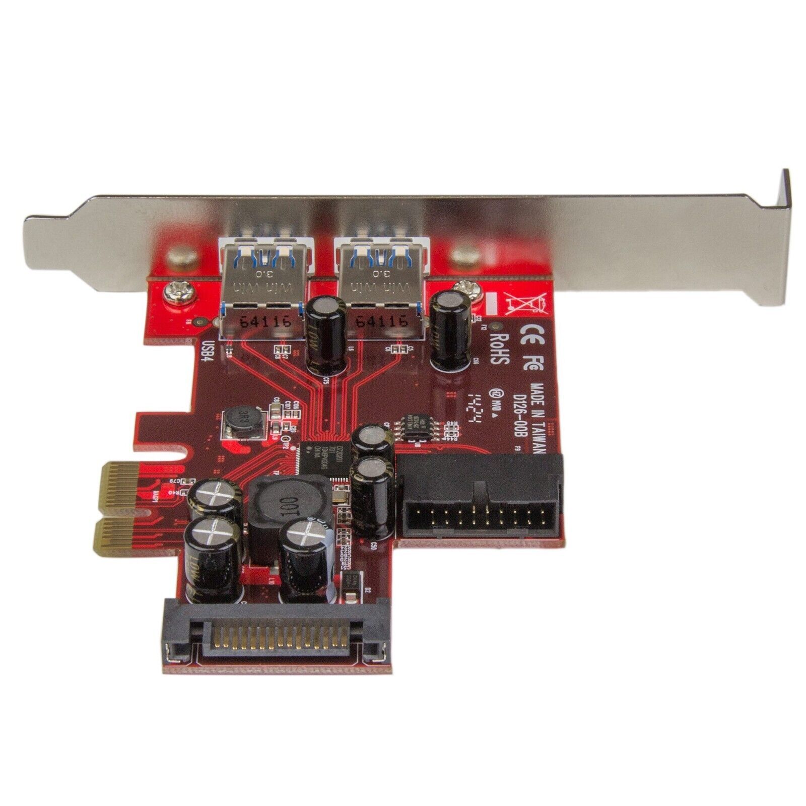 StarTech PEXUSB3S2EI 4 Port USB 3.0 PCIe Adapter Controller Card Low Profile TAA