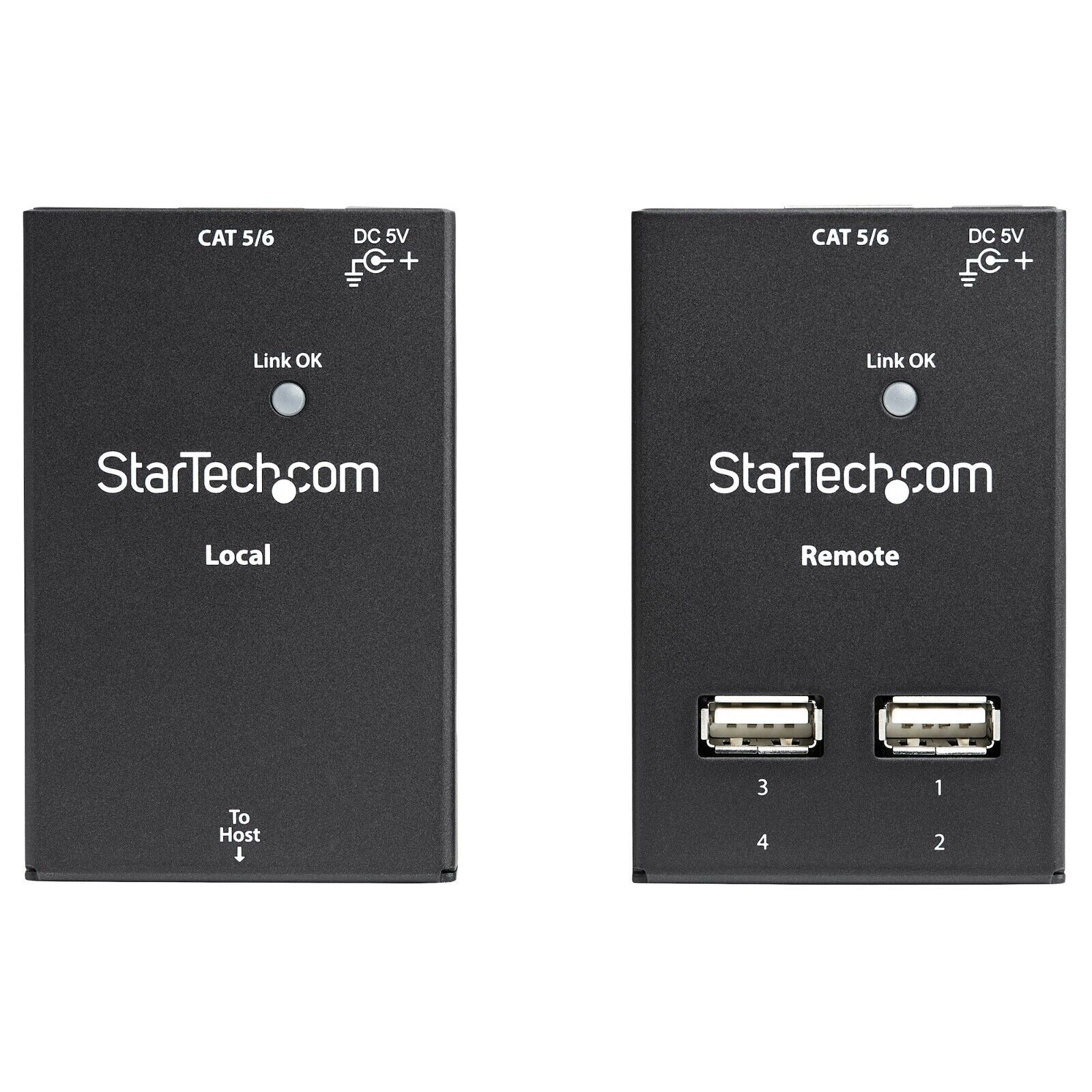 StarTech USB2004EXTV 4 Port USB-A 2.0 Extender Over CAT5 CAT6 RJ45 HUB Black