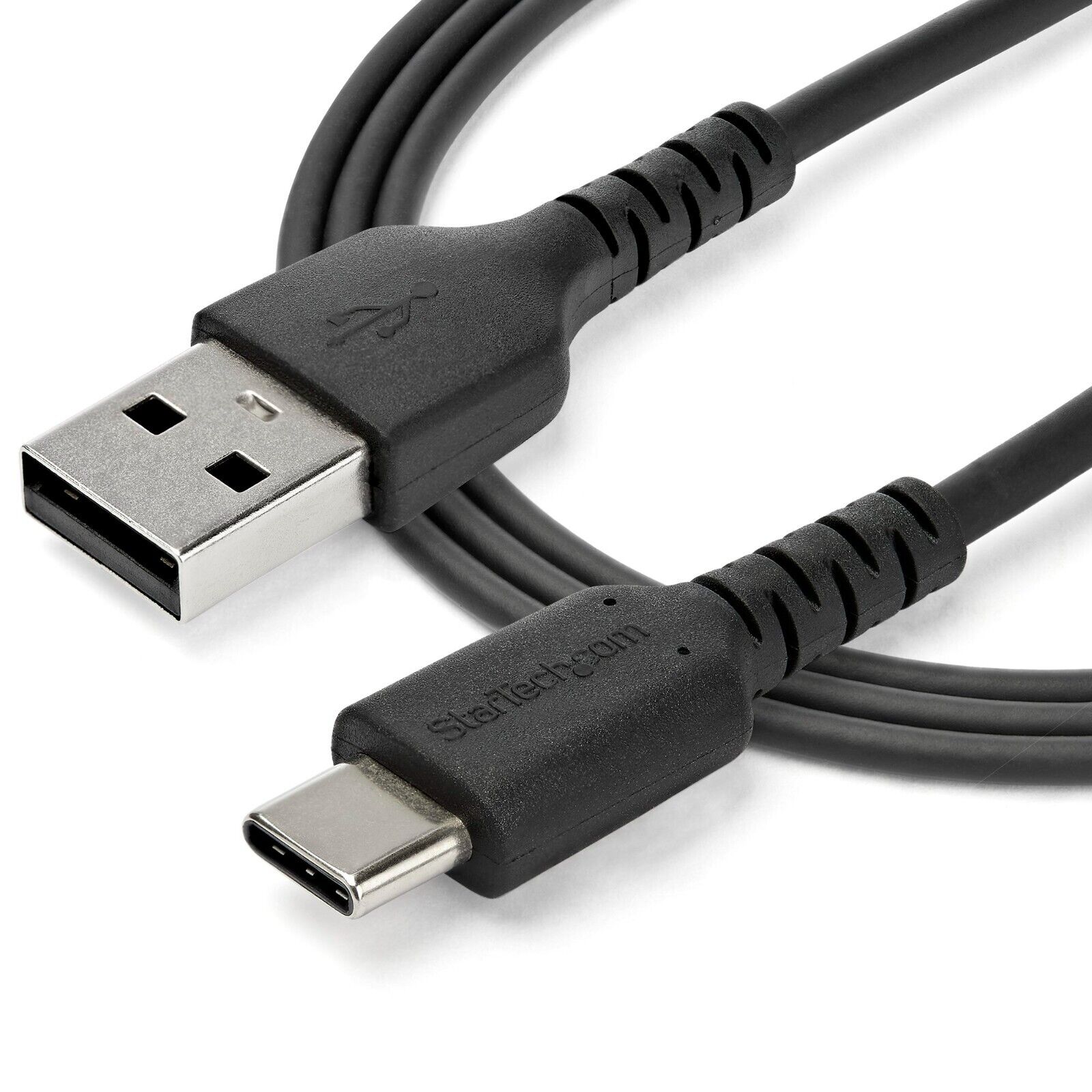 StarTech RUSB2AC1MB 3Ft USB-A to USB-C M/M Fast Charging Sync Rugged Black Cable