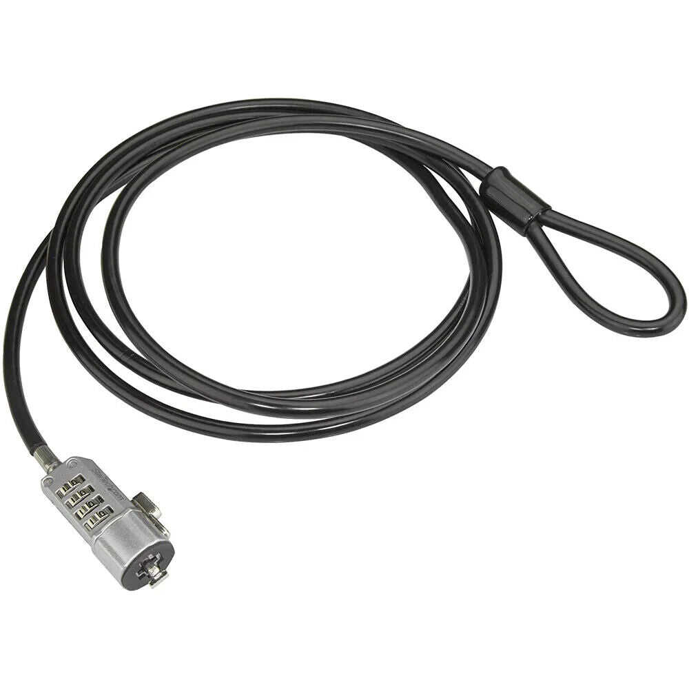 4XEM 4XLAPLOCK6B 6Ft Laptop Lock Keyless 4 Digit Vinyl Coated Steel Cable Black