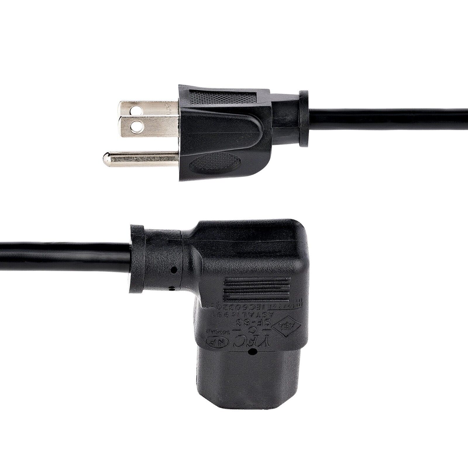 StarTech PXT101L3 3Ft Power Cord NEMA5-15Pto C13 Right Angle Computer Cord