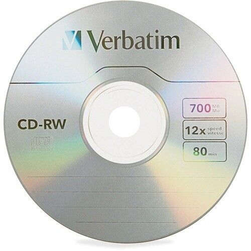 Verbatim 95155 25Pk CDRW CD-RW 4X-12X 700MB 80Min High Speed CD-RW Spindle