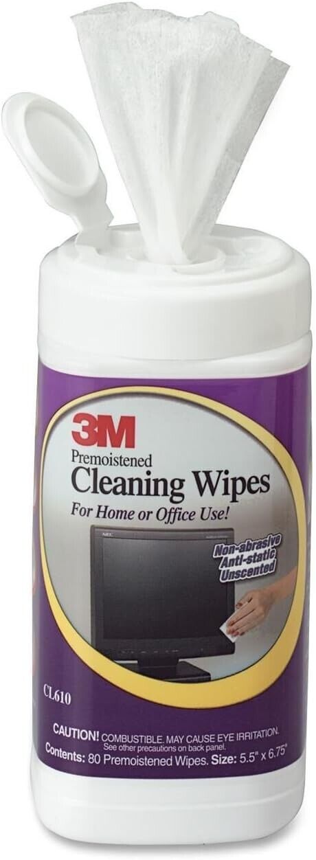 3M CL610 Premoistened Electronic Cleaning Wipes 80 Sheets/Tub Aqua