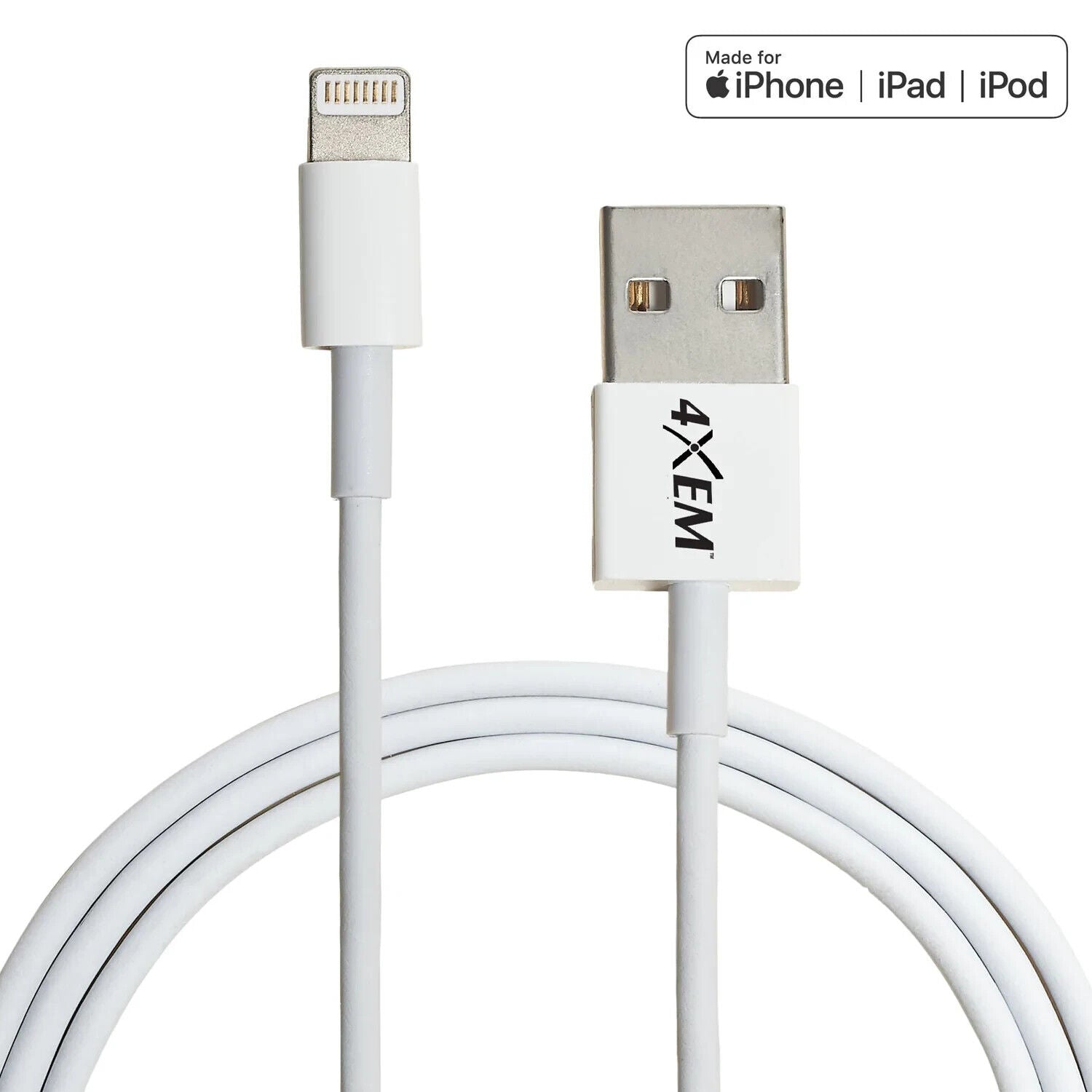 4XEM 4XIPADKIT3 3ft Charging Cable 12W Wall Charger iPad MFi Certified White