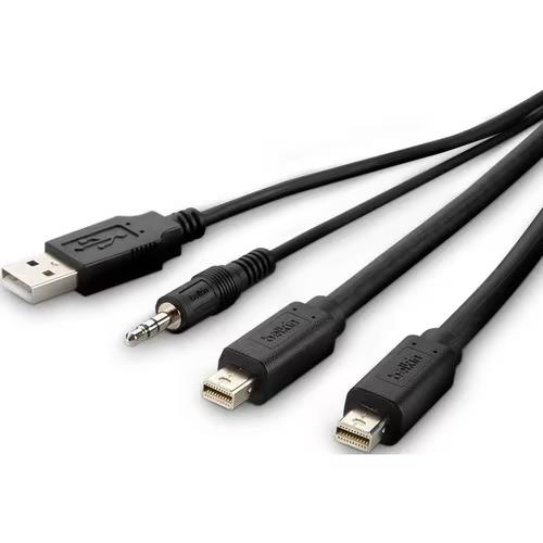 Belkin F1DN2CCBL-MP6T 6Ft mDP Mini DisplayPort USB-A to DP USB-B MiniPhone 3.5mm