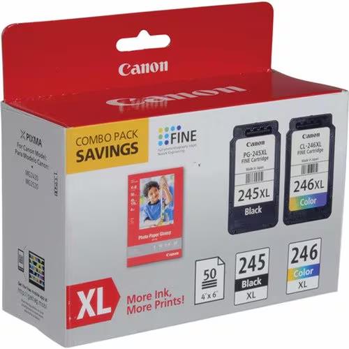 Canon 8278B005 PG-245XL CL-246XL Ink Cartridge Combo Pack GP-502 Photo Paper
