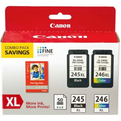 Canon 8278B005 PG-245XL CL-246XL Ink Cartridge Combo Pack GP-502 Photo Paper