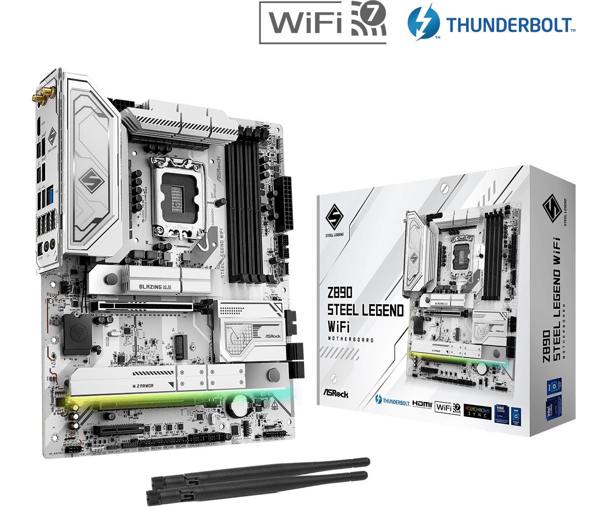 ASRock Z890 STEEL LEGEND WIFI MB Intel Core LGA1851 DDR5 2.5 LAN HDMI RAID ATX