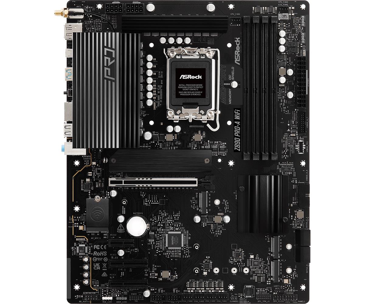 ASRock Z890 PRO-A WIFI MB Intel Core LGA1851 DDR5 2.5G LAN HDMI DP RAID M.2 ATX