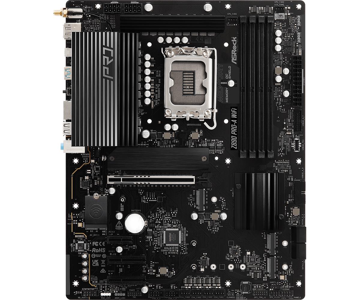 ASRock Z890 PRO-A WIFI MB Intel Core LGA1851 DDR5 2.5G LAN HDMI DP RAID M.2 ATX