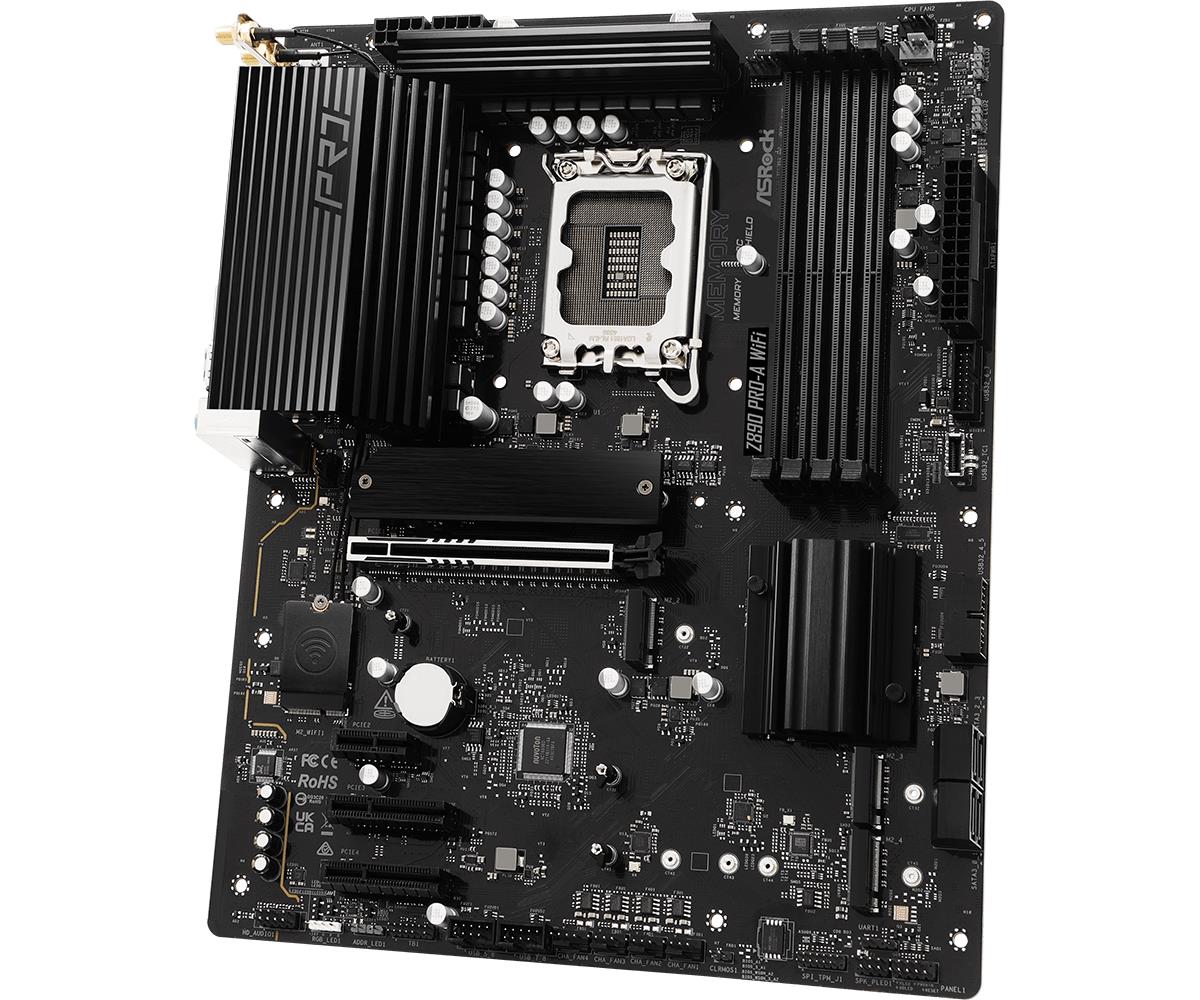 ASRock Z890 PRO-A WIFI MB Intel Core LGA1851 DDR5 2.5G LAN HDMI DP RAID M.2 ATX