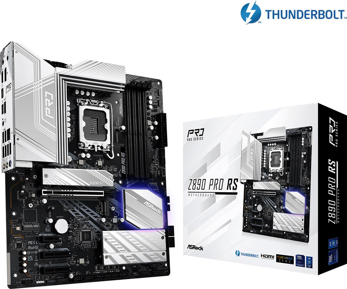 ASRock Z890 PRO RS MB Intel Core LGA1851 DDR5 2.5 LAN HDMI DP RAID HDMI DP ATX