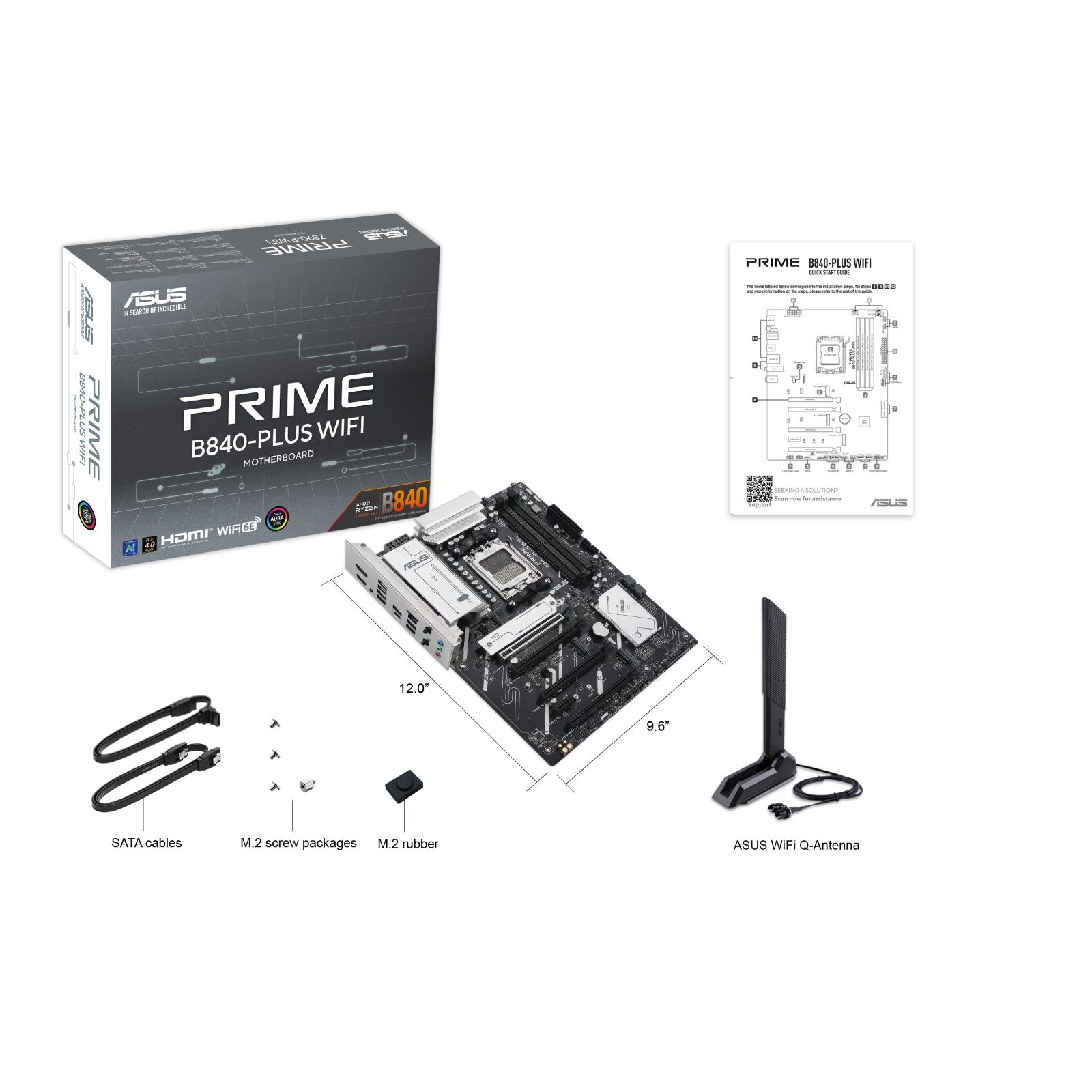 Asus PRIME B840-PLUS WIFI AMD Ryzen AM5 4-DDR5 DP HDI- M.2 SATA 2.5Gb-ETH BT ATX