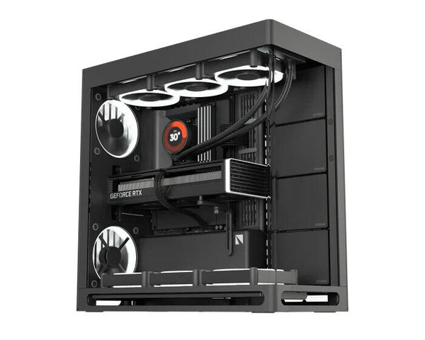 HAVN HS420-06 Central GPU Airflow 4-Storage-Bay Mid Tower Computer PC Case Black