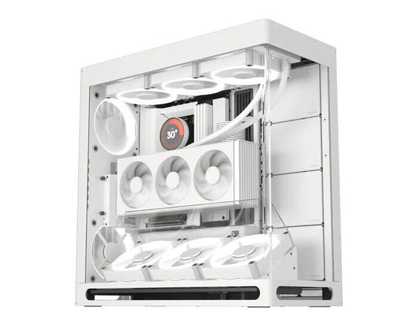 HAVN HS420-07 VGPU Vertical GPU Airflow 4-Storage-Bay Mid Tower PC Case White