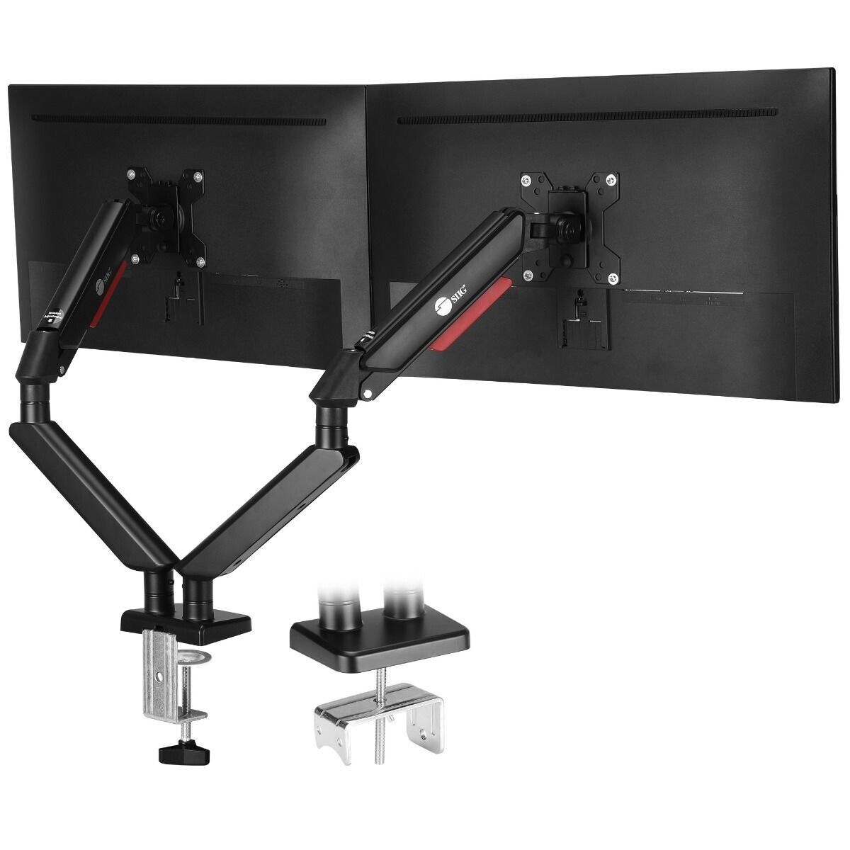 SIIG CE-MT3Y11-S1 Dual Monitor Gas Arm Desk Mount upto 32" 22 lbs VESA 75 100mm