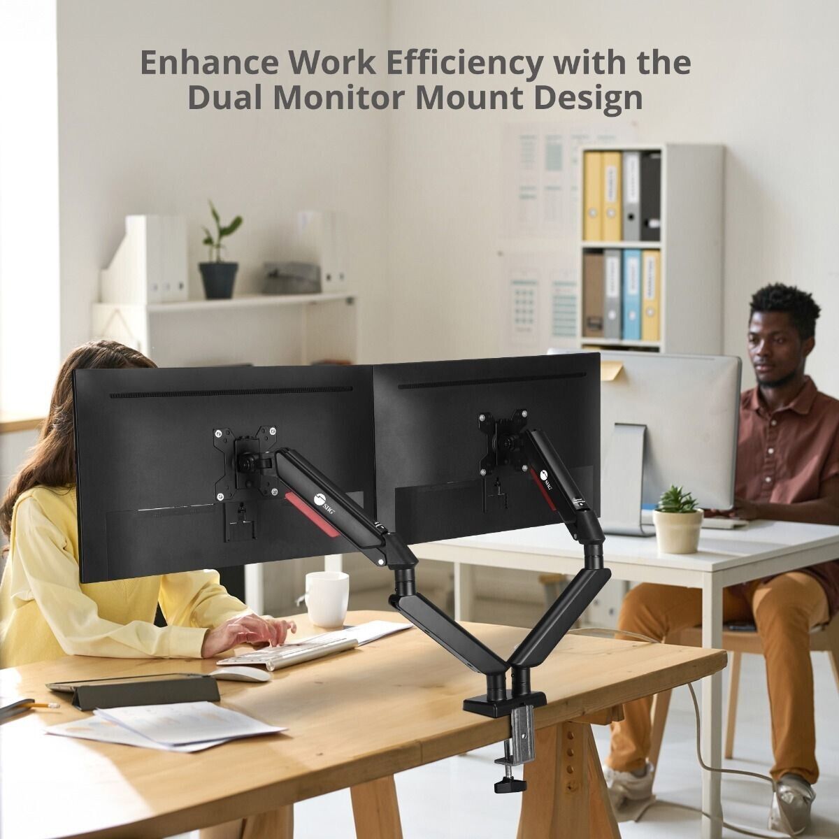 SIIG CE-MT3Y11-S1 Dual Monitor Gas Arm Desk Mount upto 32" 22 lbs VESA 75 100mm