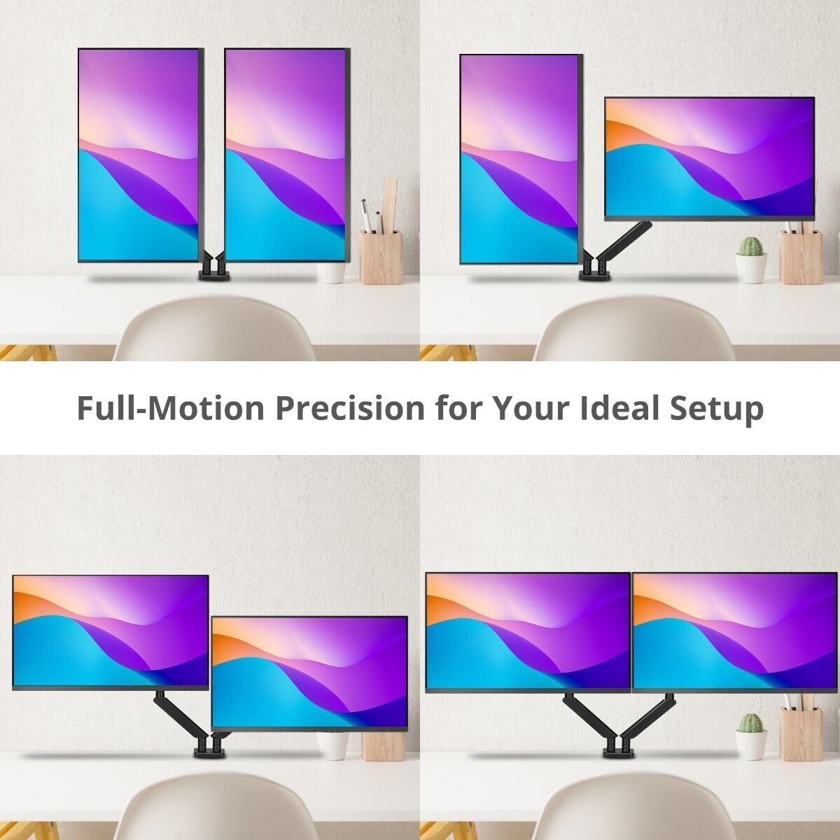 SIIG CE-MT3Y11-S1 Dual Monitor Gas Arm Desk Mount upto 32" 22 lbs VESA 75 100mm