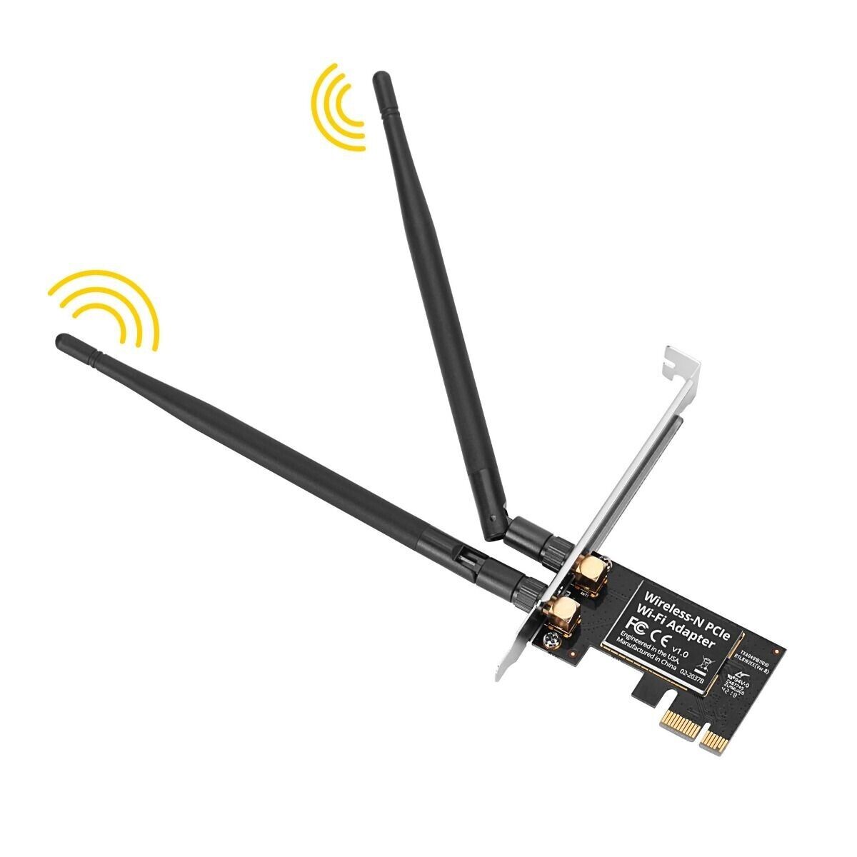 SIIG CN-WR0811-S2 2.4GHz PCIe WiFi Expansion PCIe Low Prof Card Adapter w 2 Ant