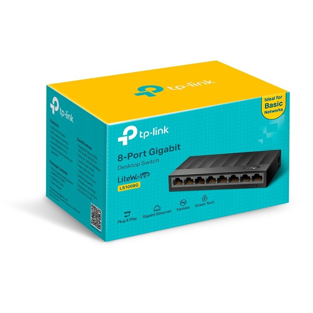 TP-Link LS1008G 8-Port Gigabit Desktop Desktop Unmanaged Switch Plastic Casing