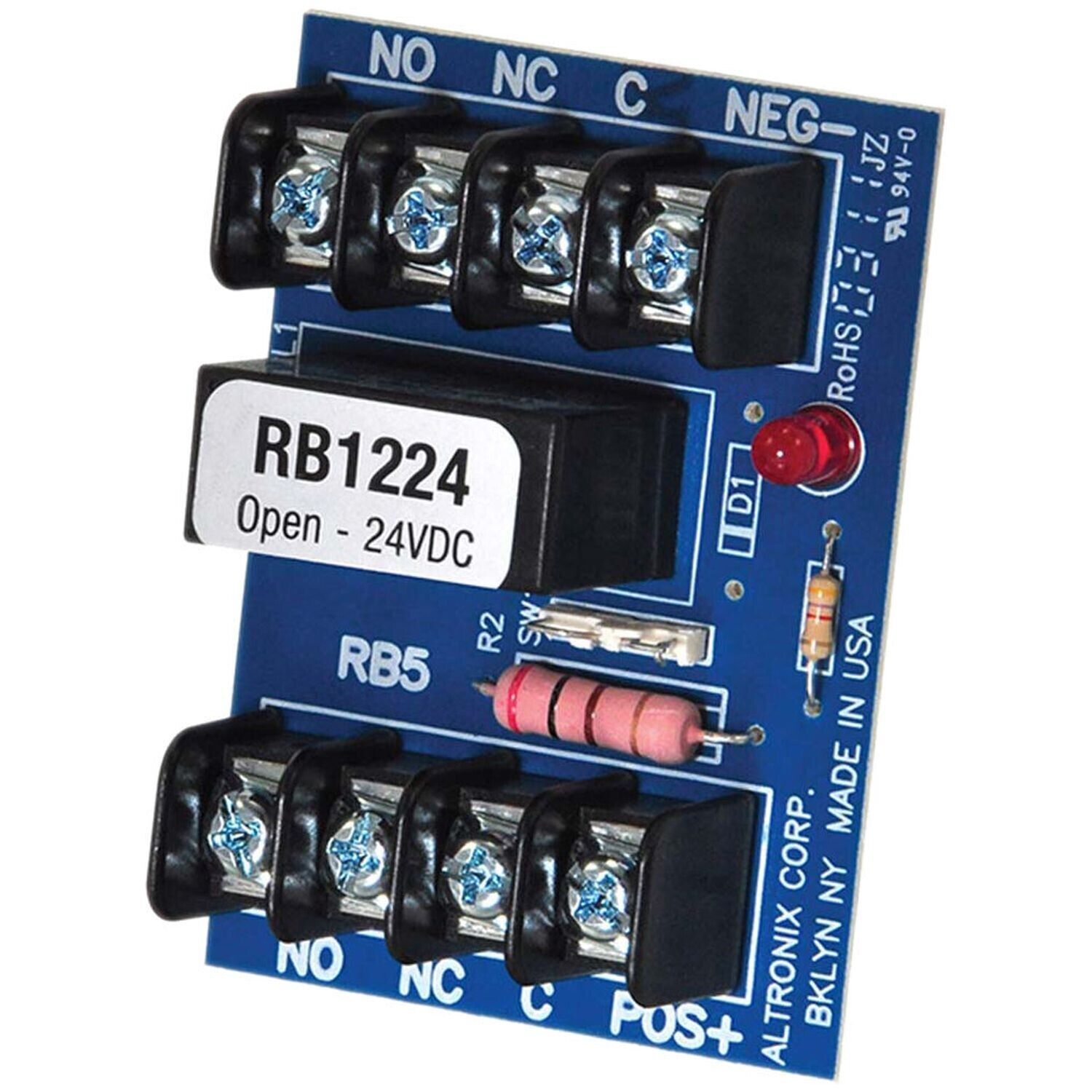 Altronix RB1224 Relay Module, 12/24VDC, DPDT Contacts @ 5A - 220VAC/28VDC
